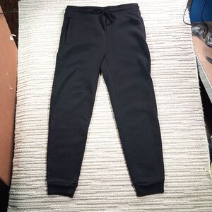 blue ice mens black fleece lined jogger sweatpants zip pockets drawstring cuffed